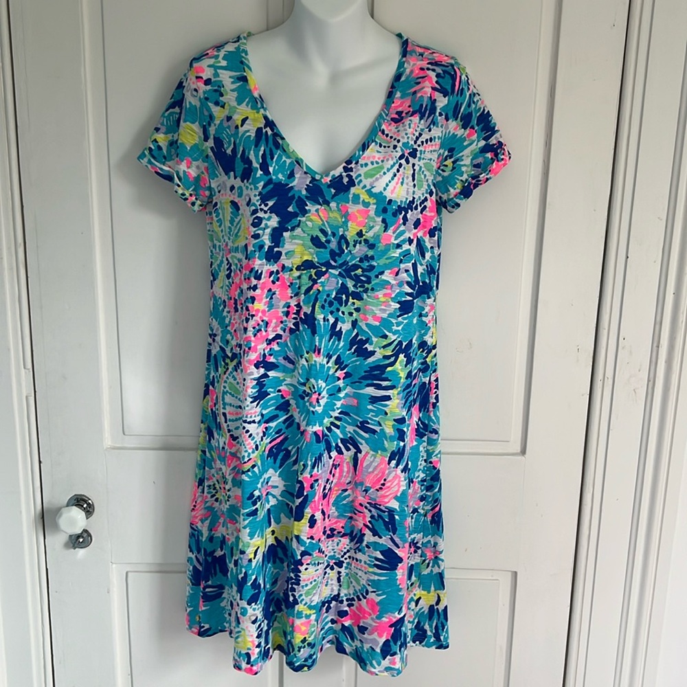 Lilly Pulitzer V Neck Dress S Colorful Patterned Fabric